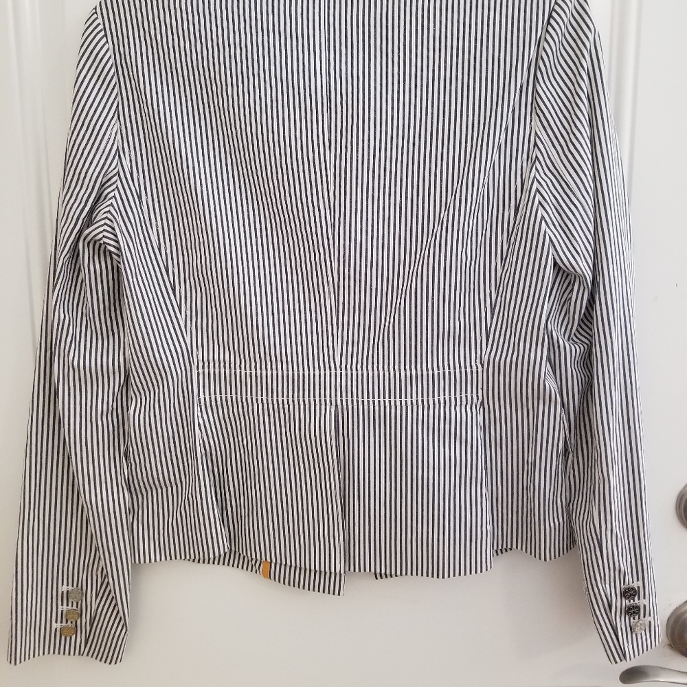 Tory Burch Grey and White Striped Blazer - Picture 3 of 6